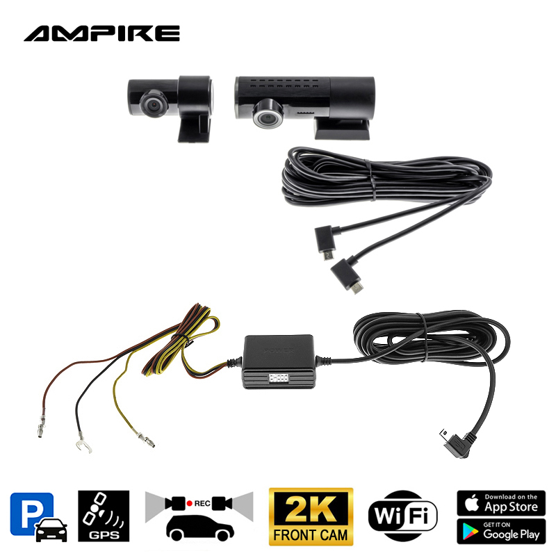 AMPIRE Dual-Dashcam, 4K Frontkamera und AHD Heckkamera, WLAN und GPS